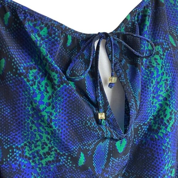Liz Claiborne Snakeskin Print Lightweight Blue Green Blouse Womens PLUS Size 2X - Picture 2 of 8